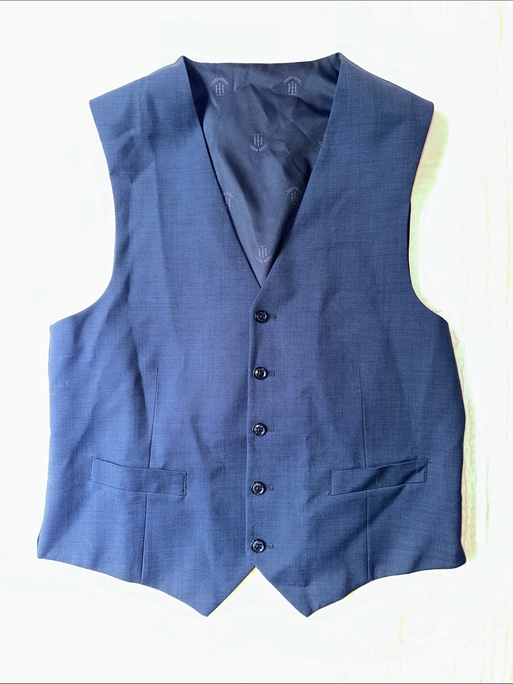 Tommy Hilfiger Navy Blue Men's Dress Vest - Classic Five-Button Waistcoat